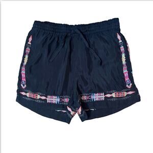Johnny Was NWT Sascha Shorts Cupra Rayon Black Embroidered Sz S Elastic Waist
